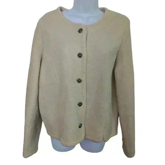 SKYR Vintage All Wool Cardigan Sweater Cream Knit Size 12 - Picture 1 of 12